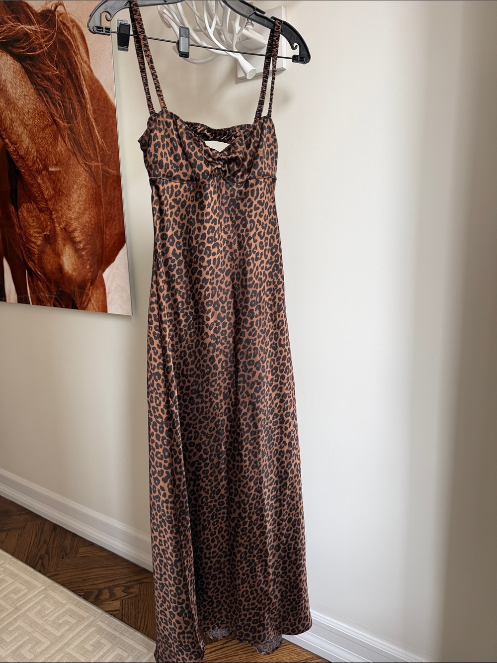 NWT Zara Leopard Print Slip Maxi Dress - Brown